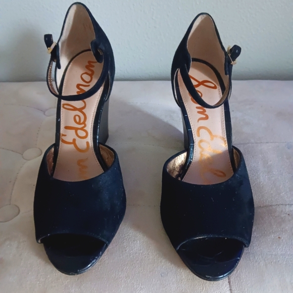 SALE Sam Edelman comfortable Heel black upper strap suede open toe size.7 - Picture 7 of 7